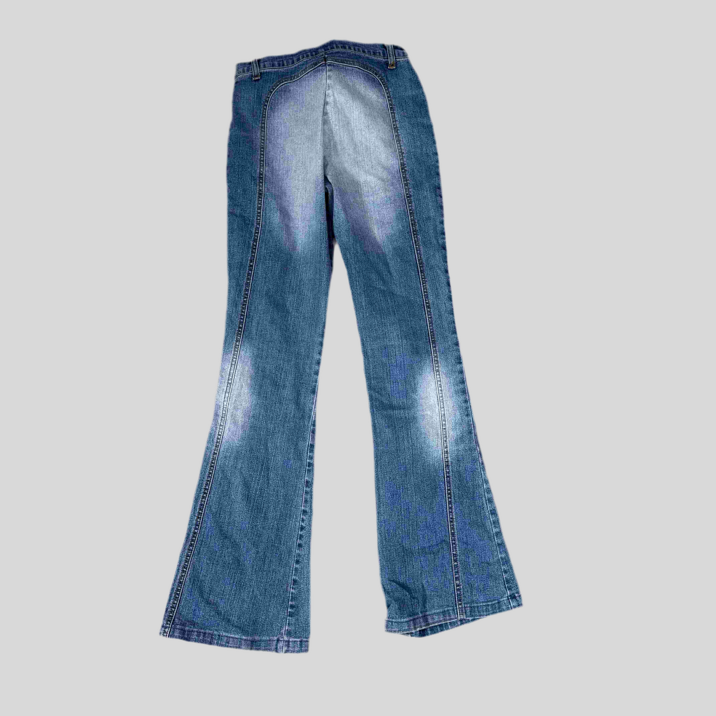 Vintage 90’s Indie Dark Washed Denim Flared Pants with Lace-Up Detail (S)