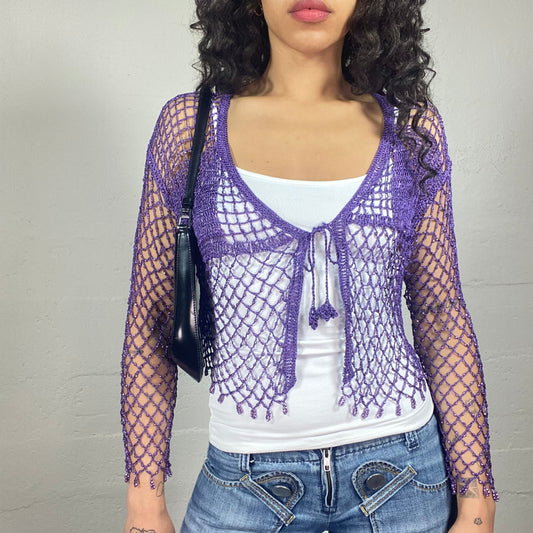 Vintage 2000's Casual Purple Fishnet Effect Bolero (S)