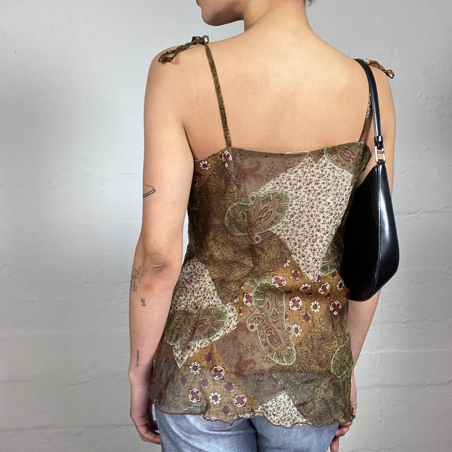 Vintage 2000's Boho Girl Shiffon Light Summer Printed Cami Top (M)