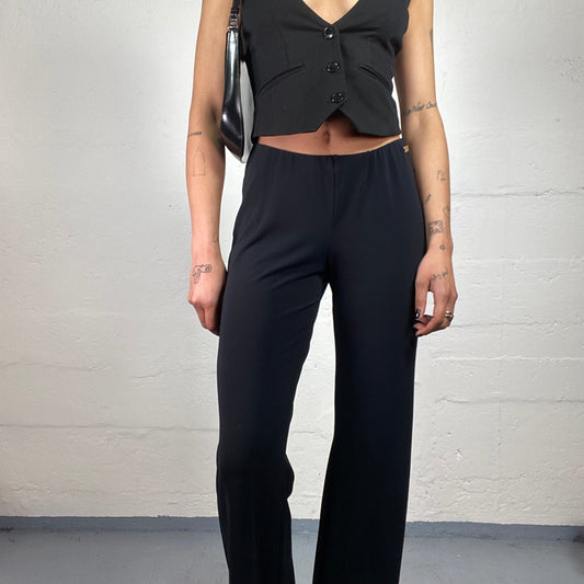 Vintage 2000's Office Girl Classy Black Mid Rise Bootcut Pants (S)