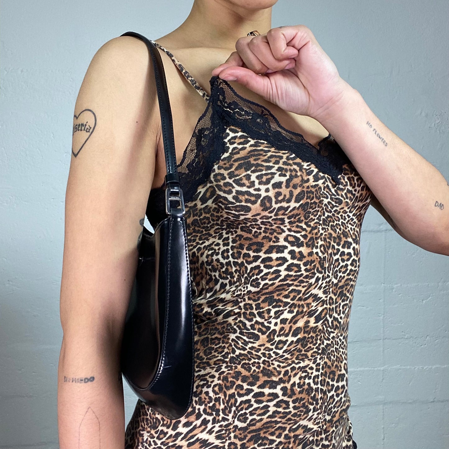 Vintage 2000's Cheetah Girl Downtown Animal Print Cami Top with Black Lace Trim (S)