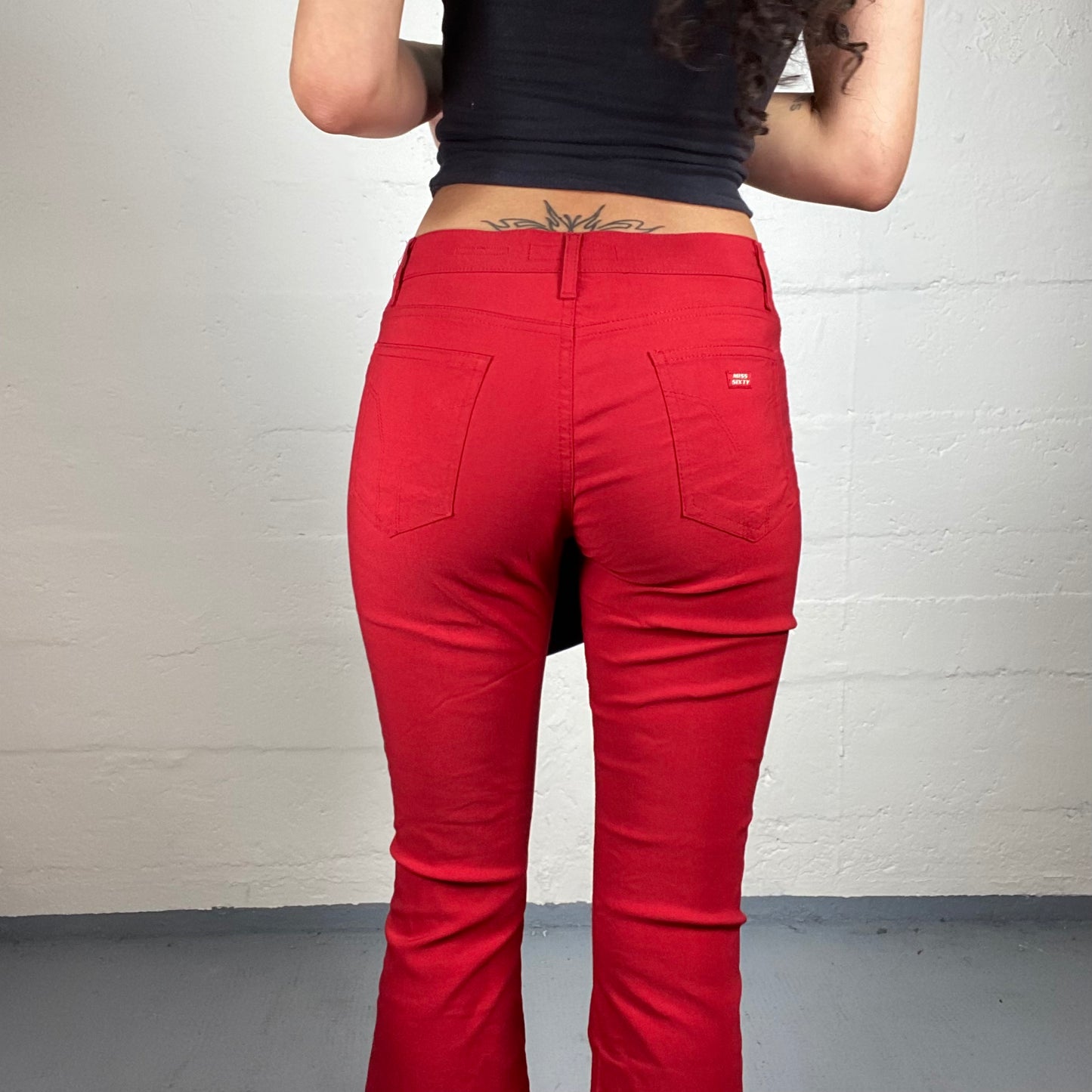 Vintage 2000's Miss Sixty Blood Red Low Rise Flare Pants (M)