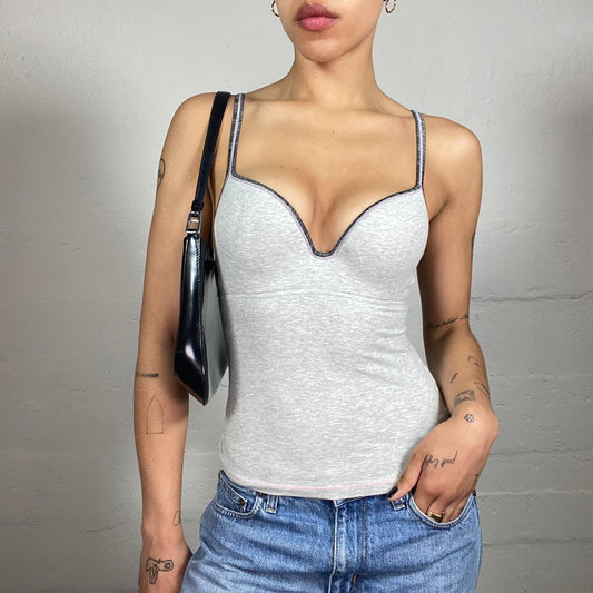 Vintage 2000's Fila Casual Grey Slim Fit Underwear Style Cami Bustier Top (S)