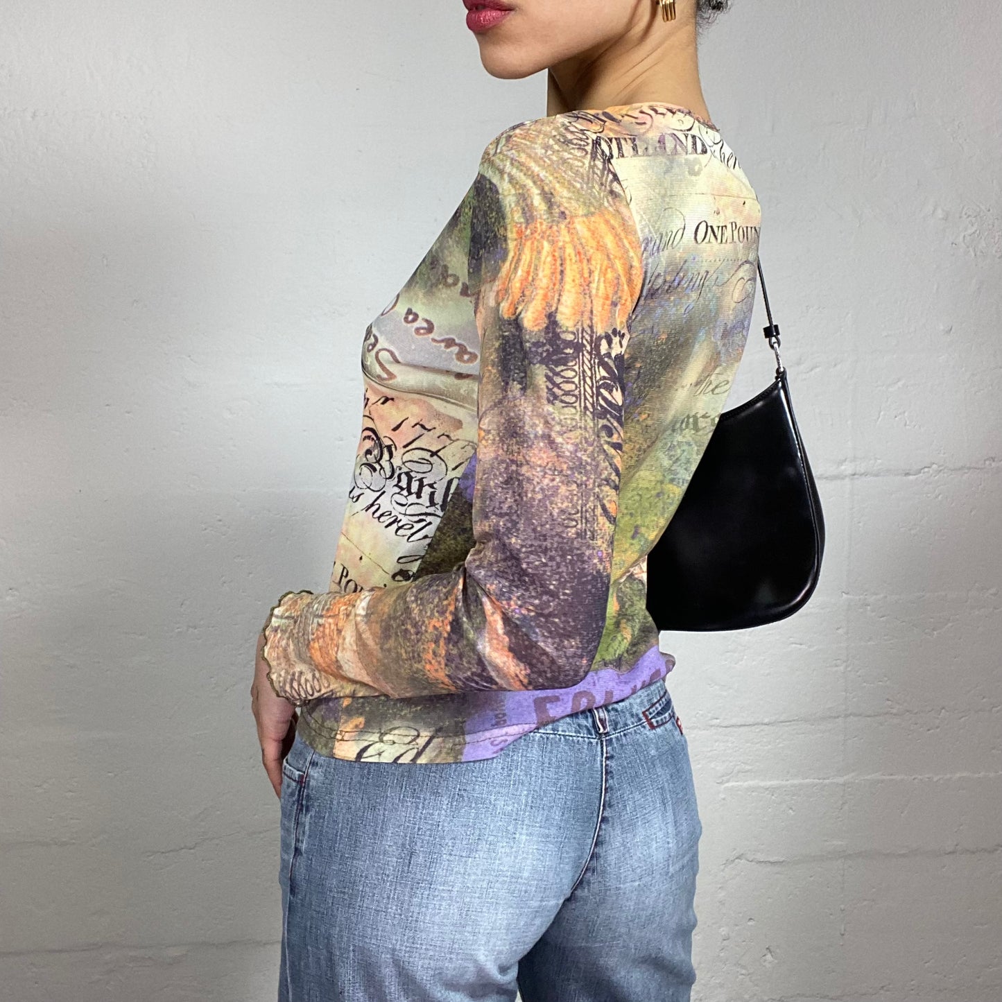 Vintage 2000's Downtown Girl Longsleeve Multicoloured Multiprinted Top (M)