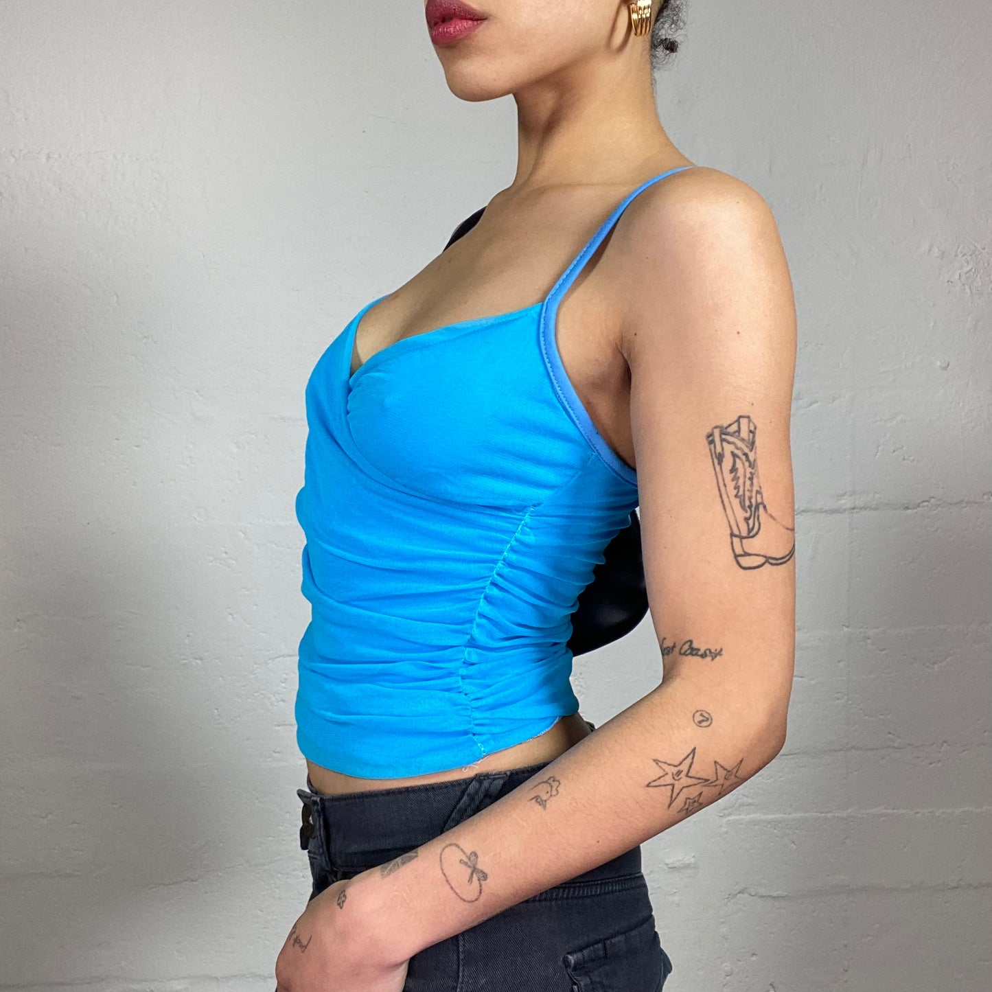 Vintage 2000's Summer Aquamarine Vlue Ruffled Cami Top (S)
