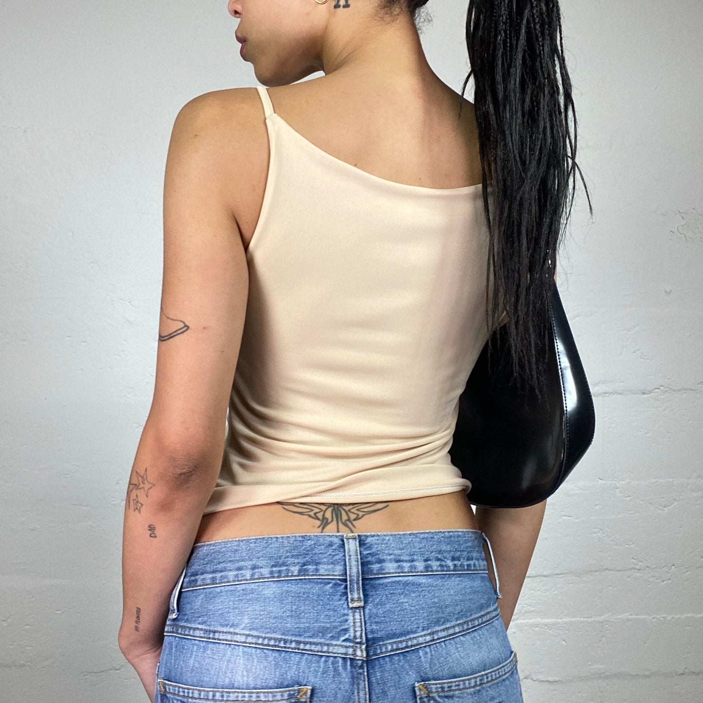 Vintage 2000's Skater Girl Beige Mini Cropped Cami Top (S)