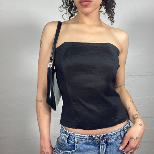Vintage 2000's Classy Satin Black Corset (M)