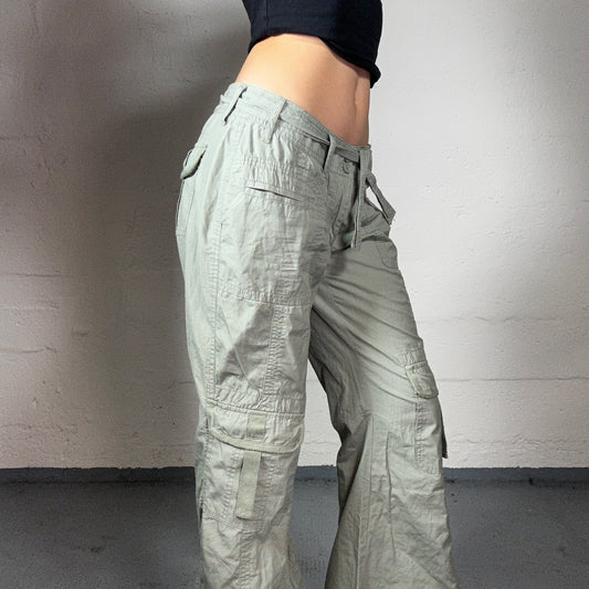 Vintage 2000's Hip Hop Girl Light Khaki Green Straight Cut Cargo Pants (M)