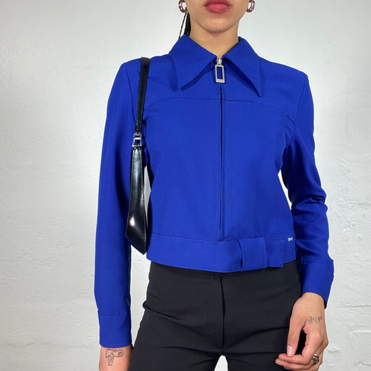 Vintage 2000's Classy Electric Blue Zip Up Collared Zip Up Jacket (S)
