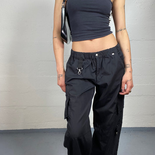 Vintage 2000's Street Dance Black Nylon Straight Cut Pants (XL)