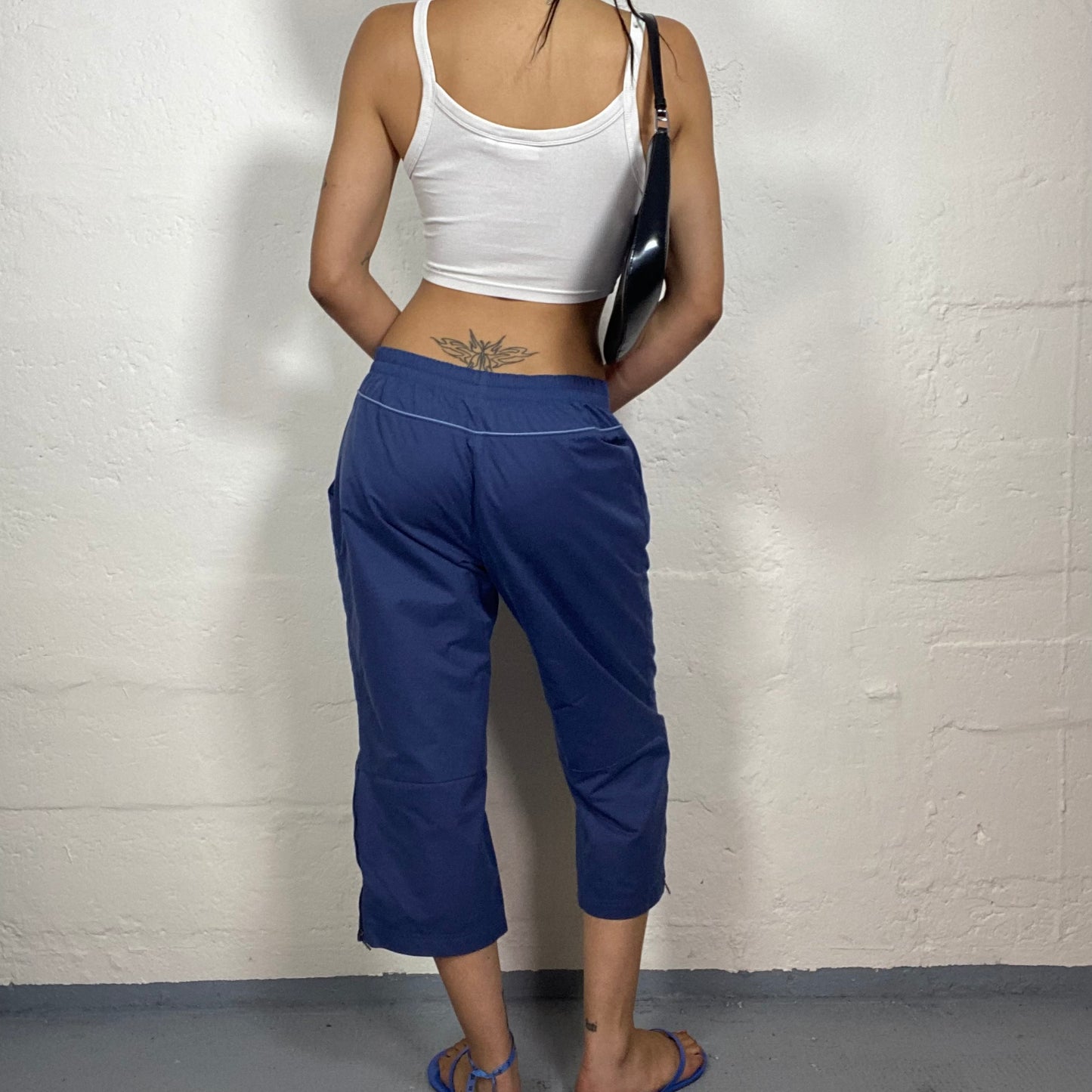 Vintage 2000's Archive Adidas Street Dance Blue Low Rise Sporty Capri Pants (M)