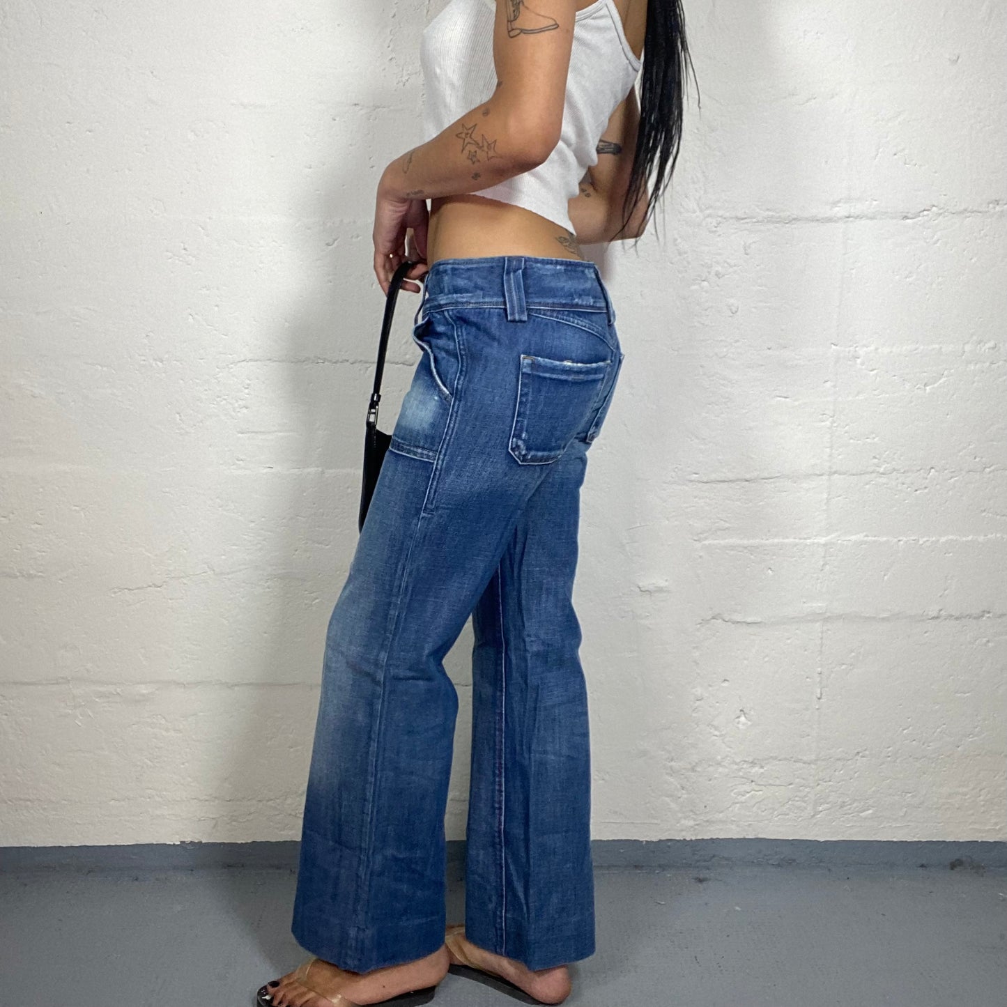 Vintage 2000's Diesel Downtown Girl Blue Denim Straight Cut Low Waisted Jeans (S)