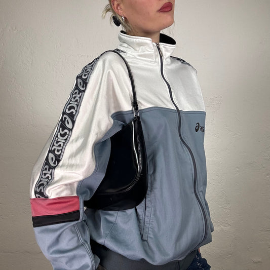 Vintage 2000's Asics Sporty White and Blue Zip (L)
