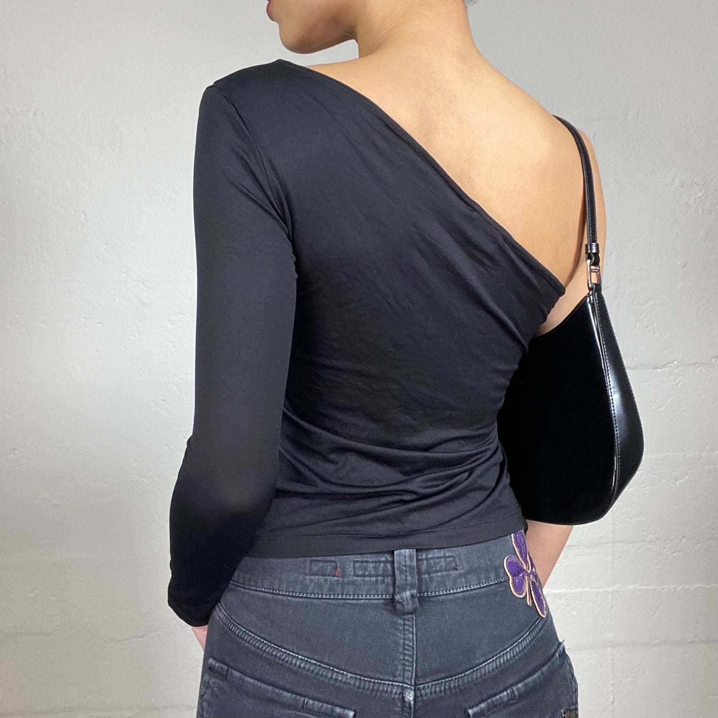 Vintage 2000's Chic Asymmetric One Shoulder Top (S)