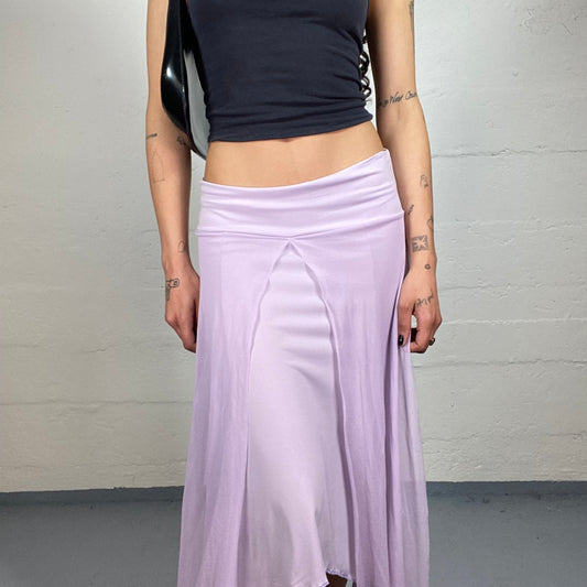 Vintage 2000's Soft Girl Pink Chiffon Flowy Layered Maxi Skirt (M)