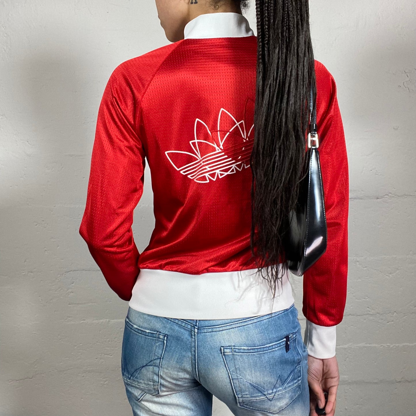 Vintage 2000’s Archive Adidas Sheer Red and Blue Two-Sided Zip Up with White Details and Blue Zipper and Logo (S)
