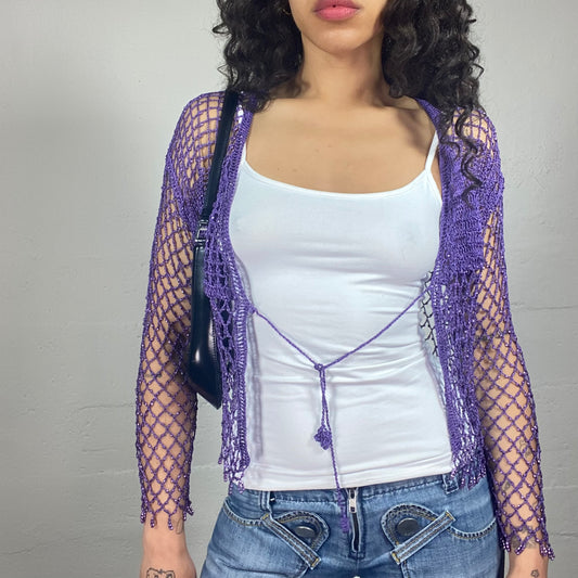 Vintage 2000's Casual Purple Fishnet Effect Bolero (S)