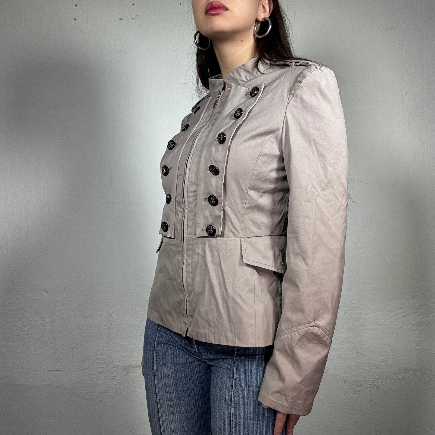 Vintage 2000’s Beige Archive Military Style Hussar Jacket (S)