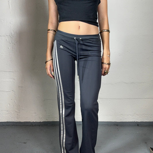 Vintage 2000's Archive Adidas Black Classic Flare Sporty Pants with Side Stripes (S)