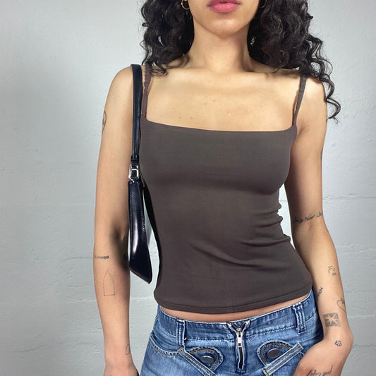 Vintage 2000's Casual Brown Cropped Tank Top (S)