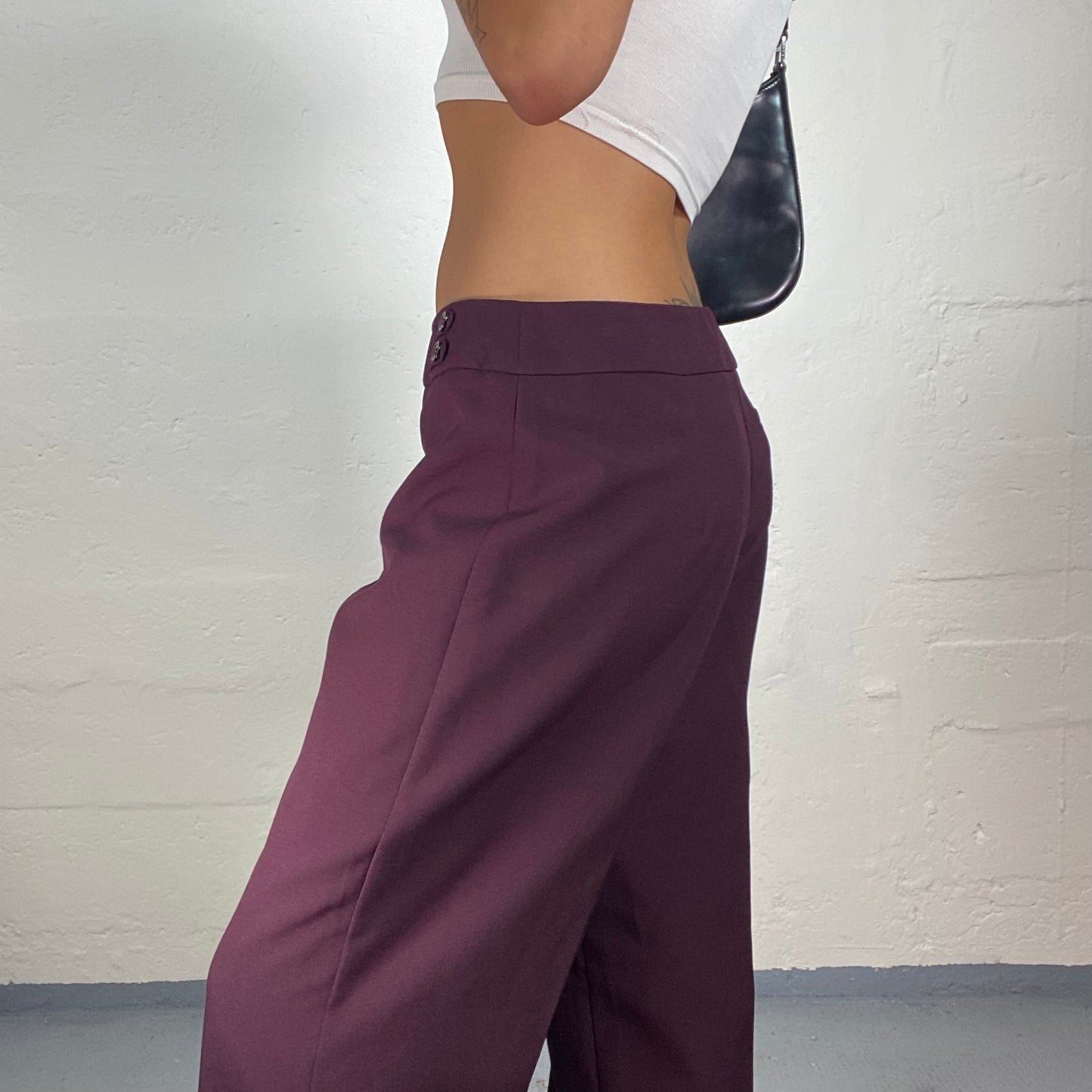 Vintage 2000's Office Girl Burgundy Classy Suit Baggy Pleat Pants (L)