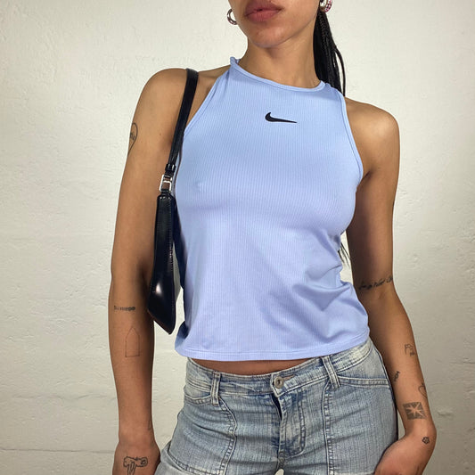 Vintage 2000’s Archive Nike Sporty Lavender Tank Top and Black Logo Print Detail (S)
