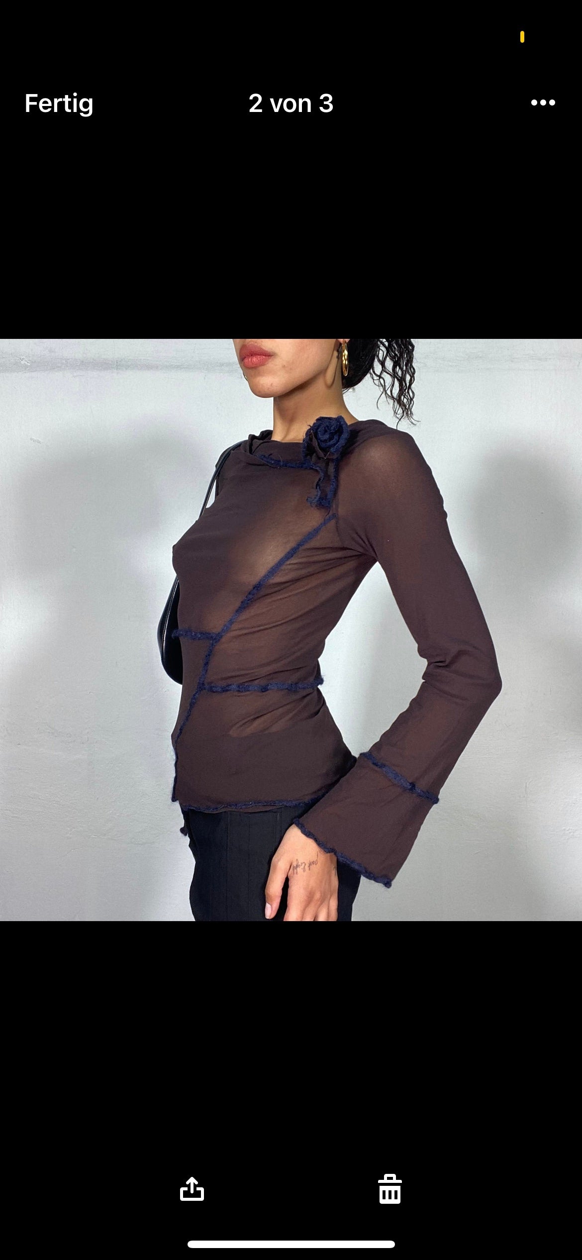 Vintage 2000's Cyber Mesh Brown Top with Visible Seam Stitching Detail (S)