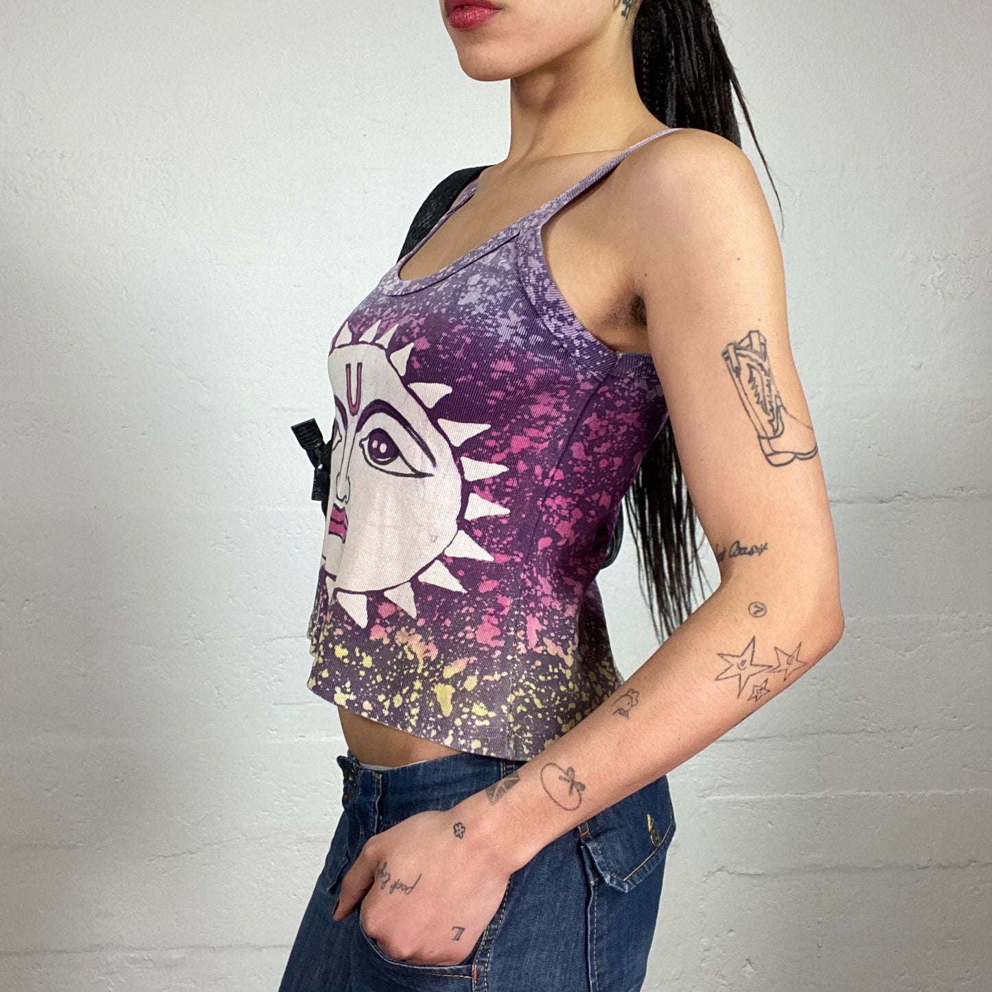 Vintage 2000’s Boho Printed Multicoloured Jersey Tank Top (S)