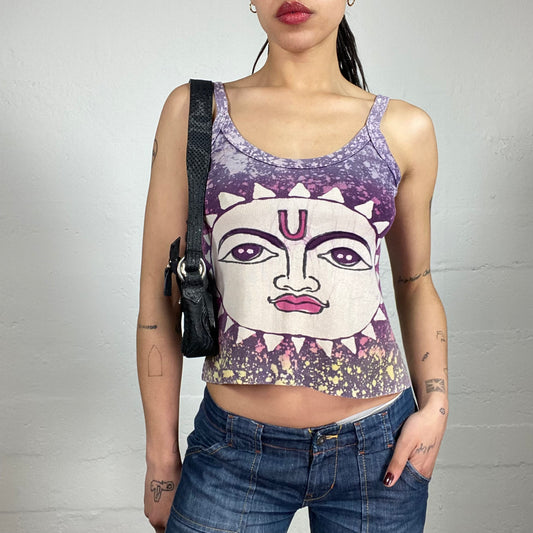 Vintage 2000’s Boho Printed Multicoloured Jersey Tank Top (S)