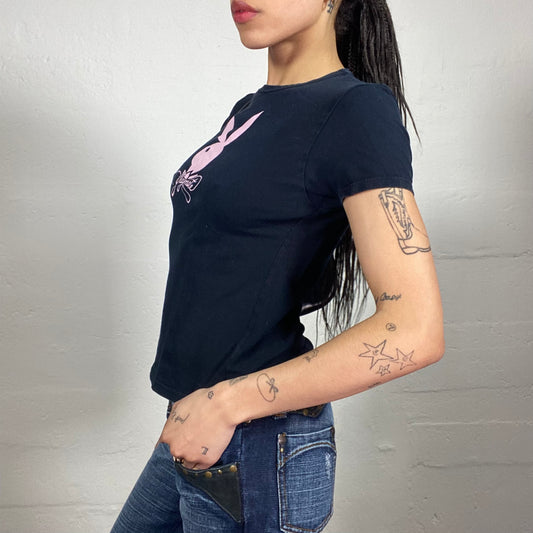 Vintage 2000's Playboy Baby Tee with Pink Logo Print (S)