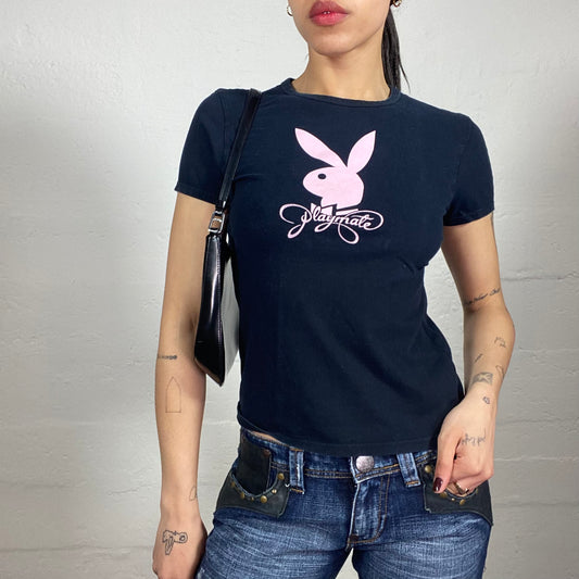 Vintage 2000's Playboy Baby Tee with Pink Logo Print (S)