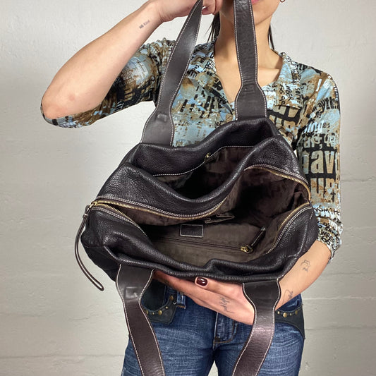 Vintage 2000's Furla Boho Brown Shiny Leather Shoulder Bag