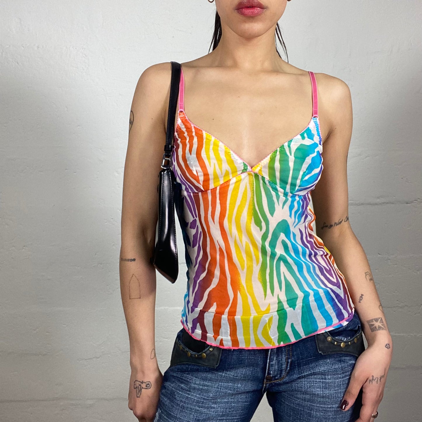 Vintage 2000's Summer Lion Print d Shiffon Cami Top (M)