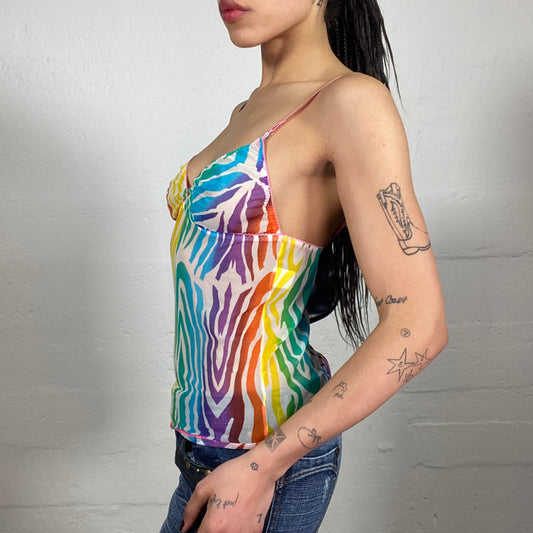 Vintage 2000's Summer Lion Print d Shiffon Cami Top (M)