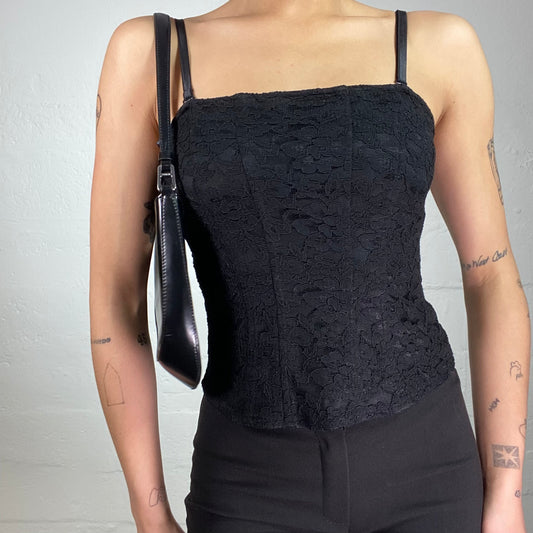 Vintage 2000's Coquette Classy Black Lace Corset Style Top (S)
