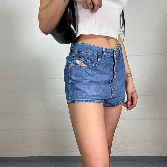 Vintage 2000's Archive Diesel Casual Downtown Girl Classic Blue Denim Middle Waist Shorts (M)