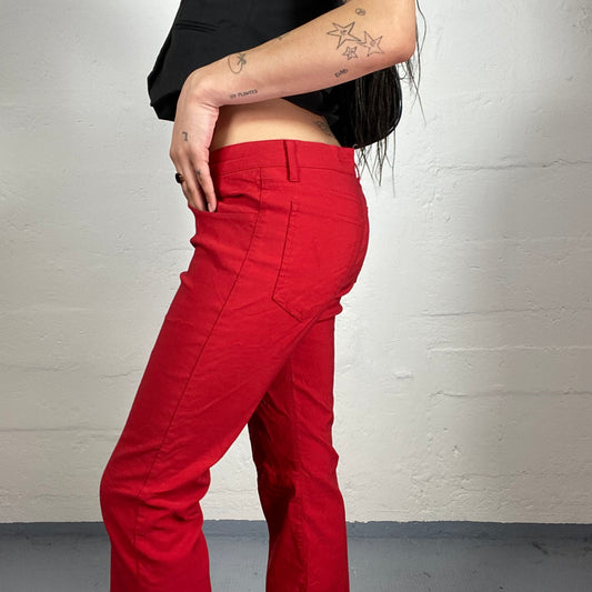 Vintage 2000's Miss Sixty Funky Flare Blood Red Low Waisted Pants (XS)