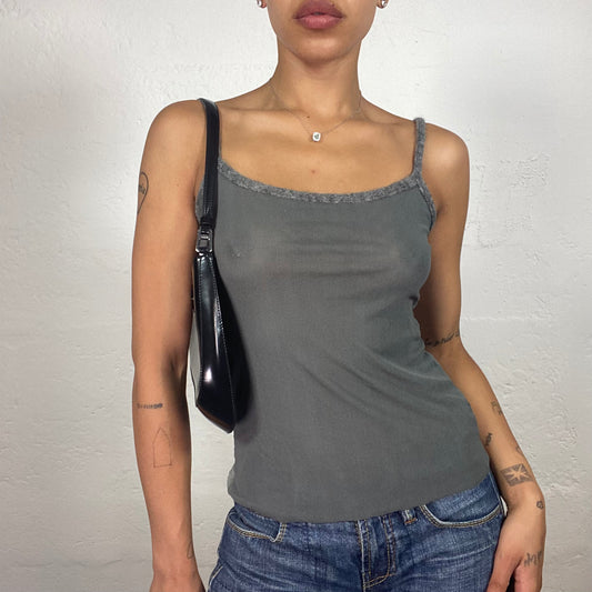 Vintage 2000's Skater Girl Khaki Green Classy Cami Top (S)