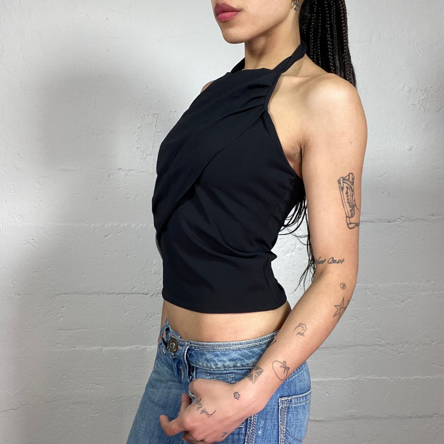 Vintage 2000’s Classy Date Black Draped Neckholder Top (S)