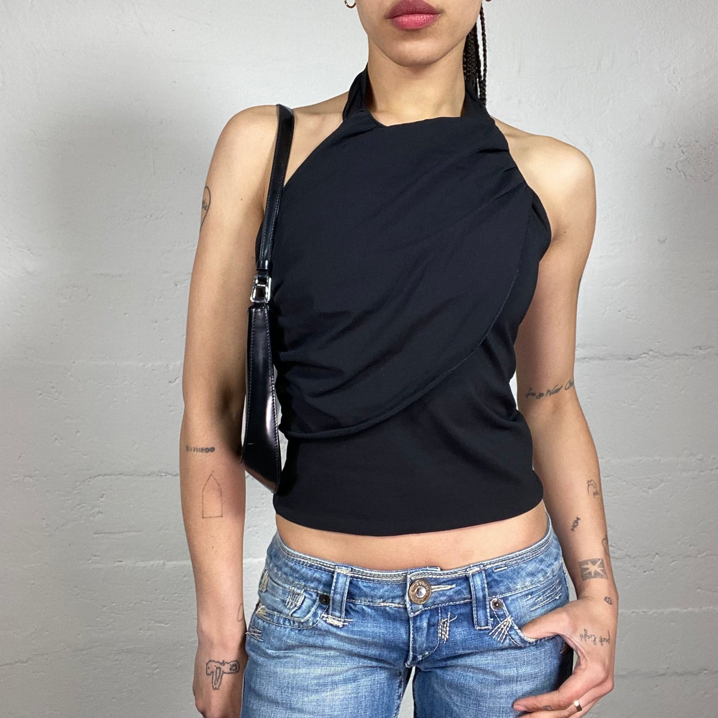 Vintage 2000’s Classy Date Black Draped Neckholder Top (S)