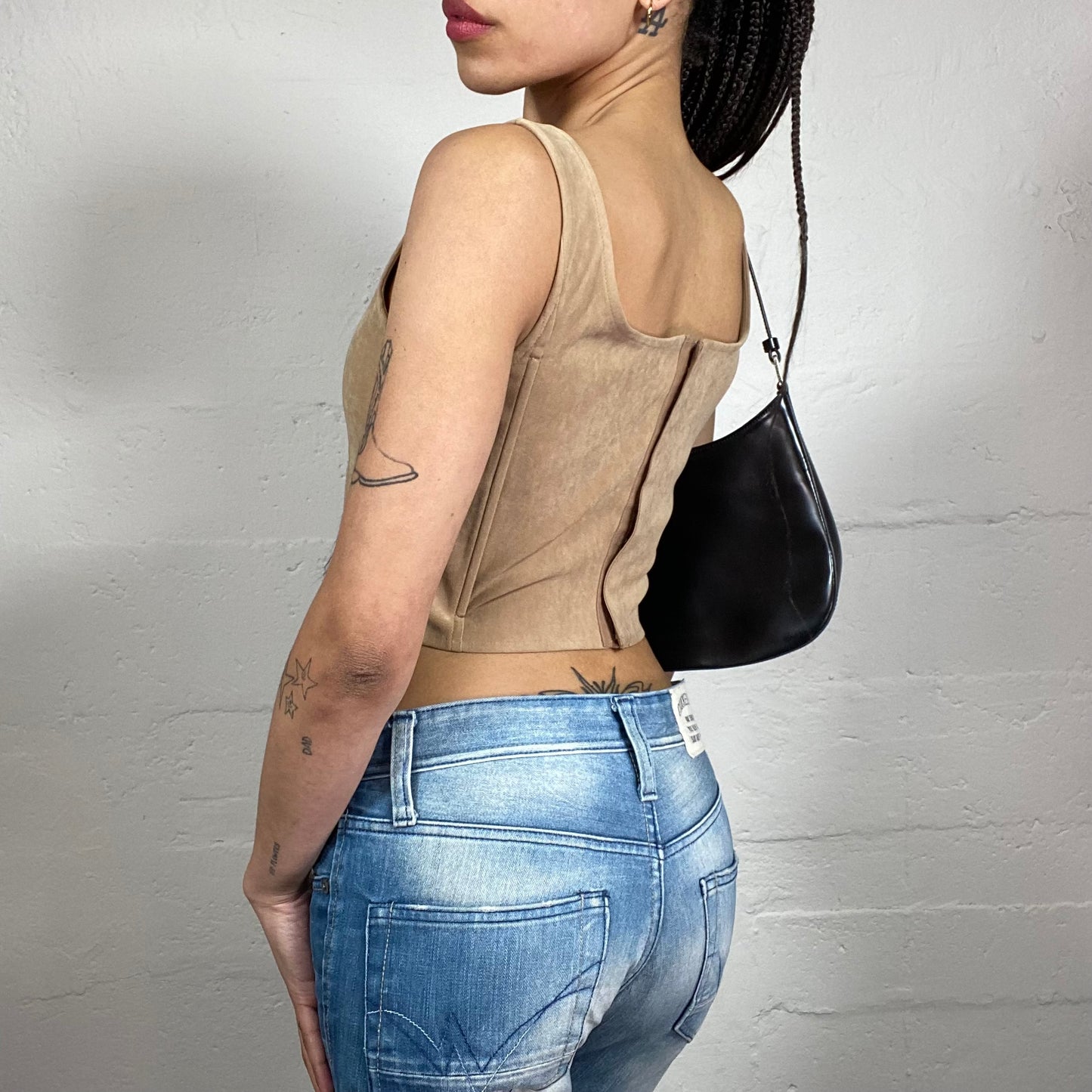 Vintage 2000’s Spring Classy Plain Beige Corset Top (S)