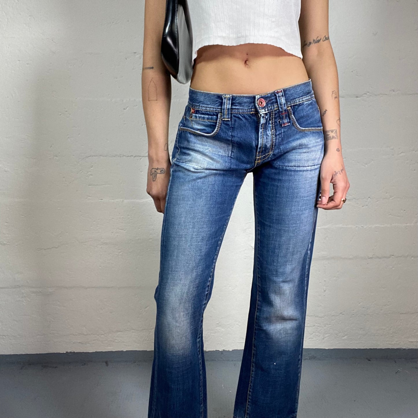 Vintage 2000’s Miss Sixty Casual Downtown Girl Low Waisted Washed Off Effect Flared Jeans (M)