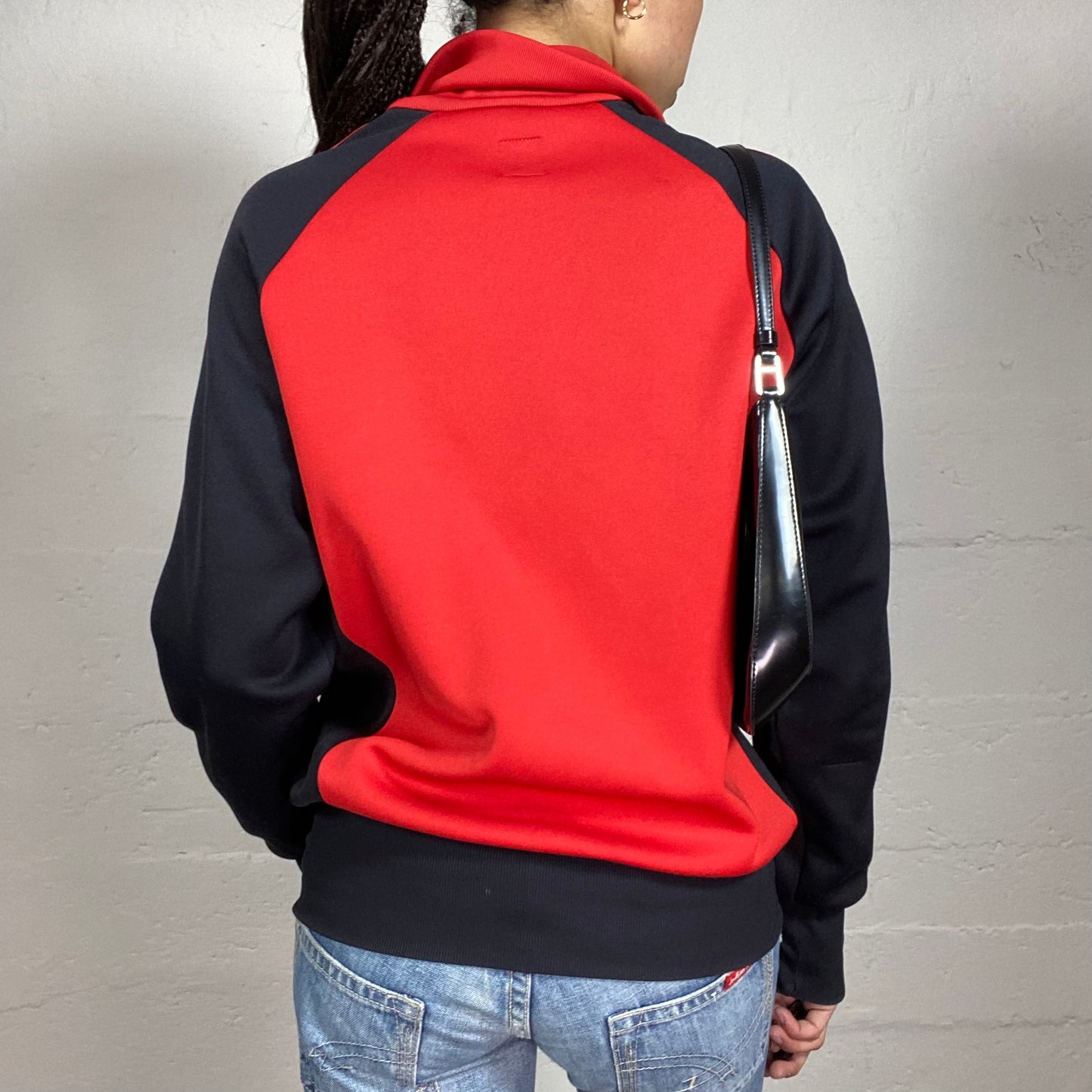 Vintage 2000’s Archive Adidas Sporty Black and Red Collared Zip Up Pullover (M)