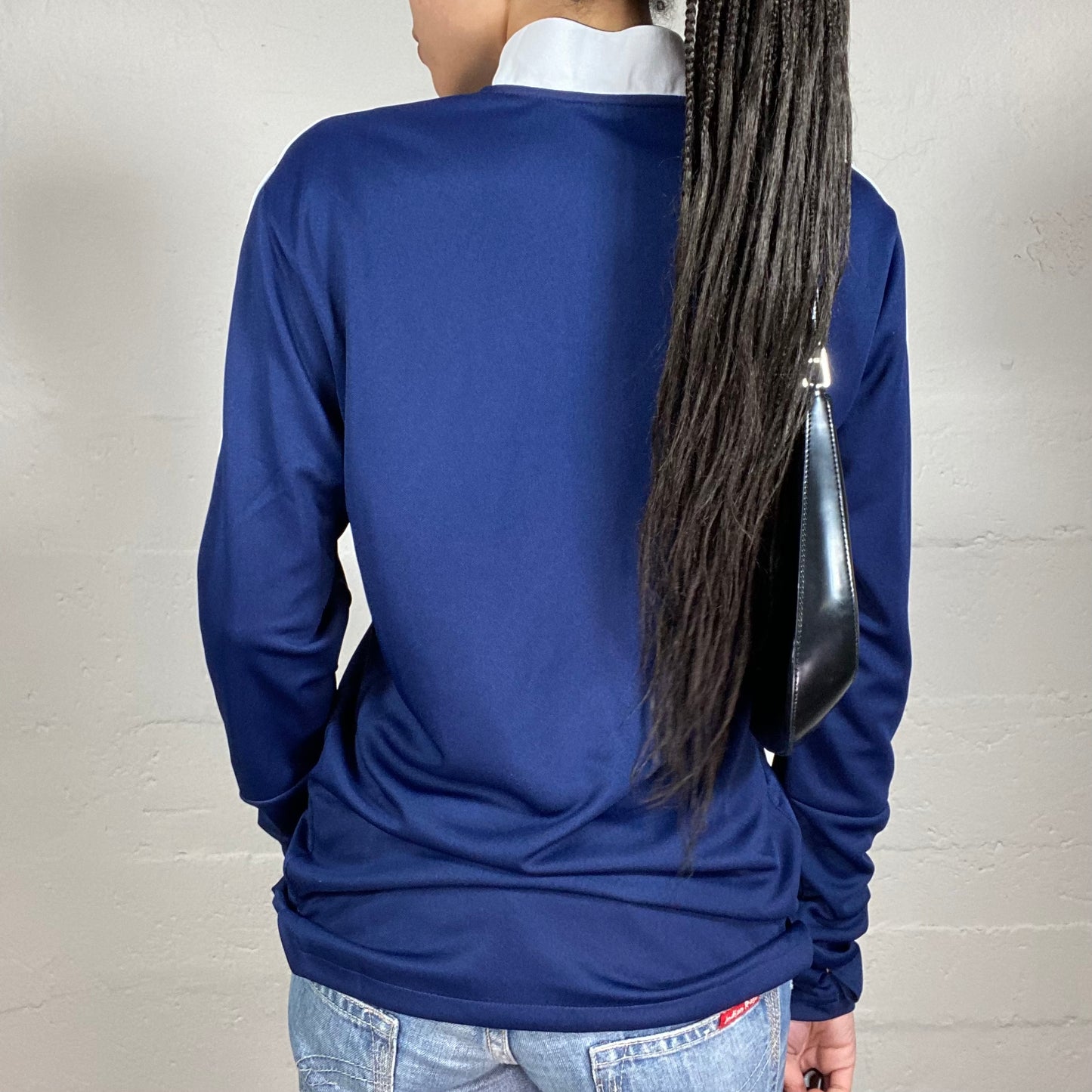 Vintage 2000’s Archive Adidas Midnight Blue Sweatshirt with Neck Zipper (M)