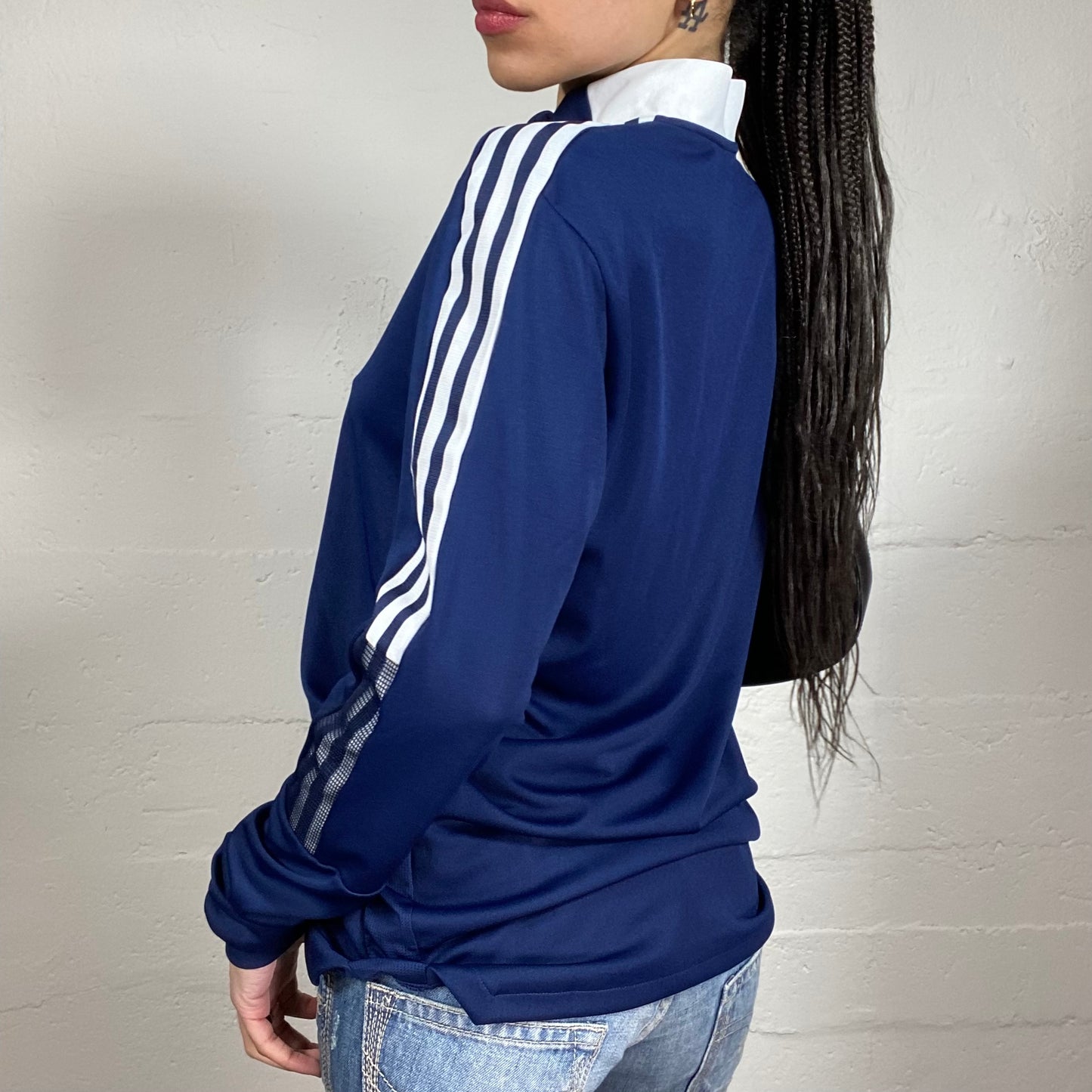 Vintage 2000’s Archive Adidas Midnight Blue Sweatshirt with Neck Zipper (M)