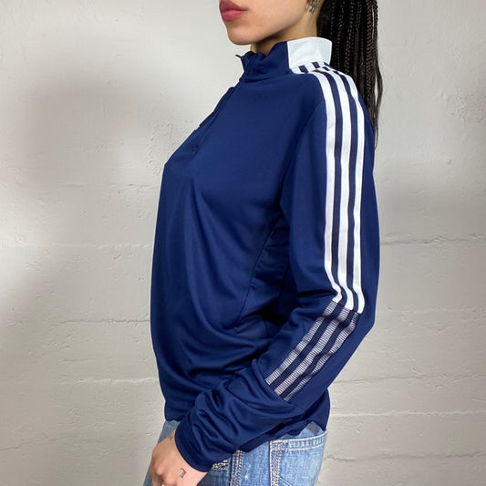 Vintage 2000’s Archive Adidas Midnight Blue Sweatshirt with Neck Zipper (M)