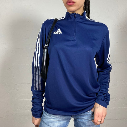 Vintage 2000’s Archive Adidas Midnight Blue Sweatshirt with Neck Zipper (M)