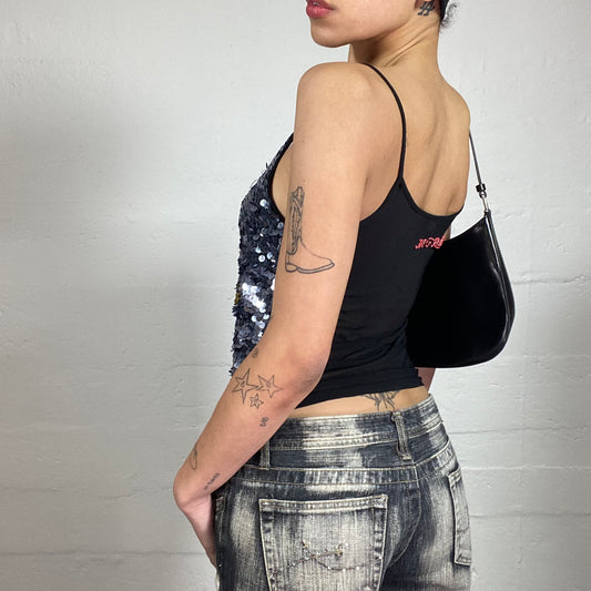 Vintage 2000's Betty Boop Clubwear Sequins Covered Cami Top with Mesh Back (S)