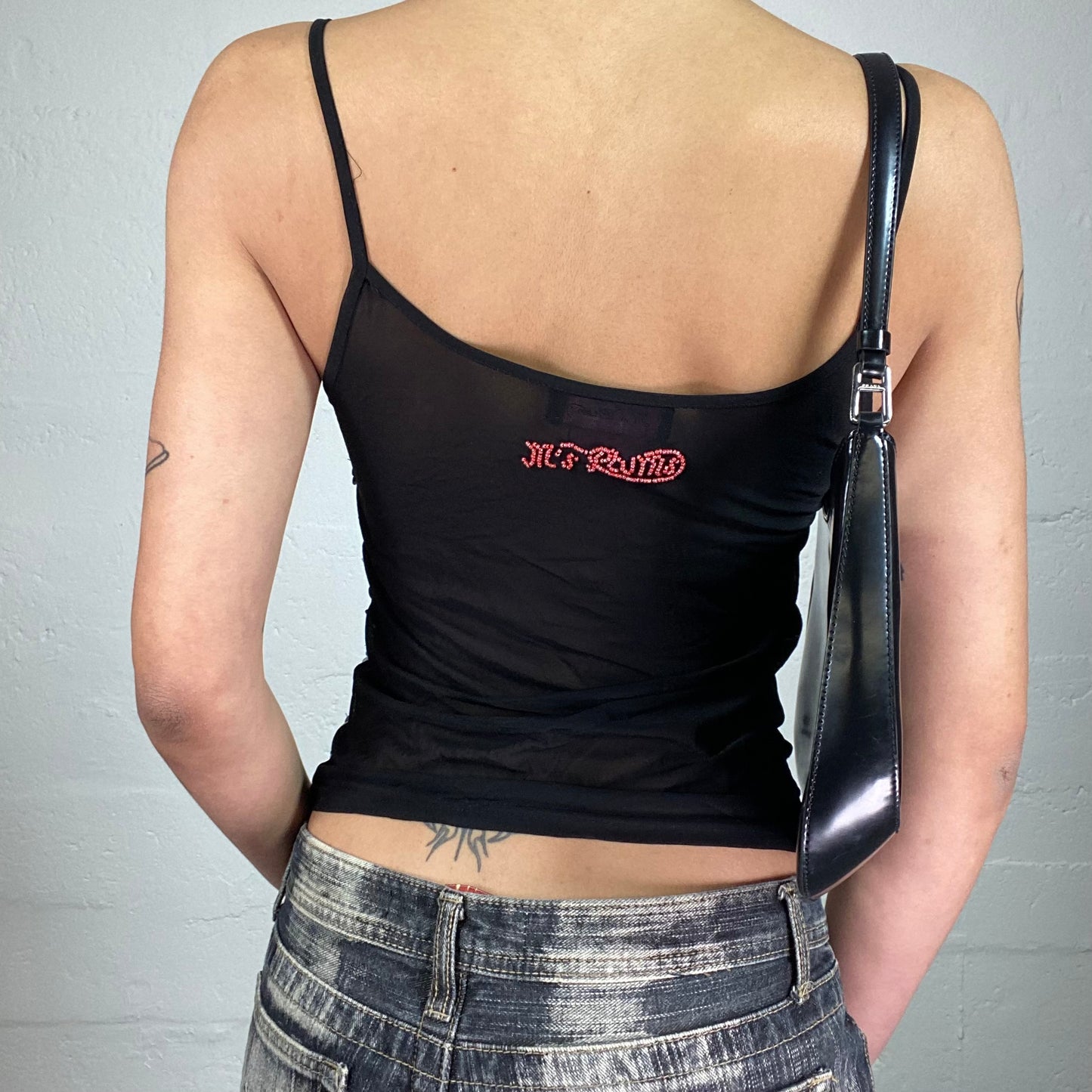 Vintage 2000's Betty Boop Clubwear Sequins Covered Cami Top with Mesh Back (S)