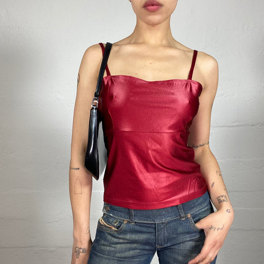 Vintage 2000's Elegant Red Silky Cami Top (M)
